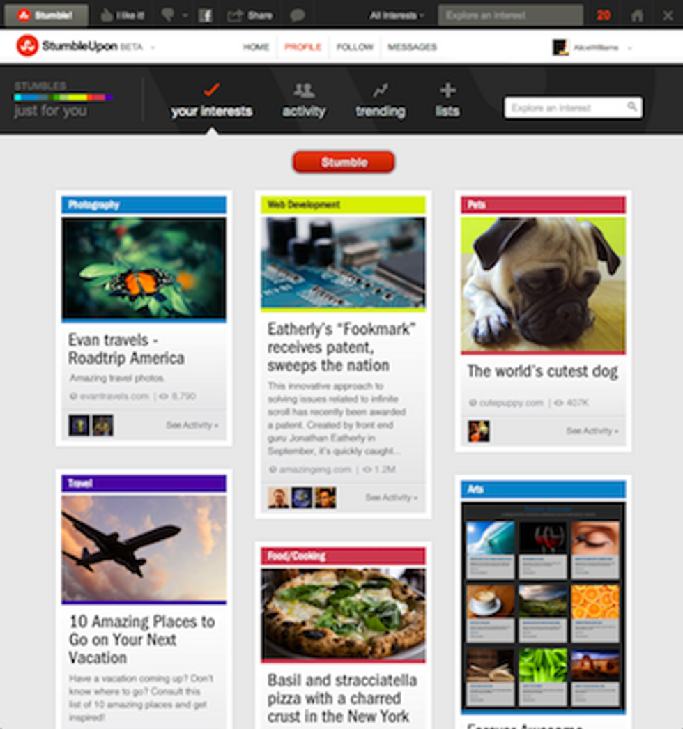 StumbleUpon's New Look